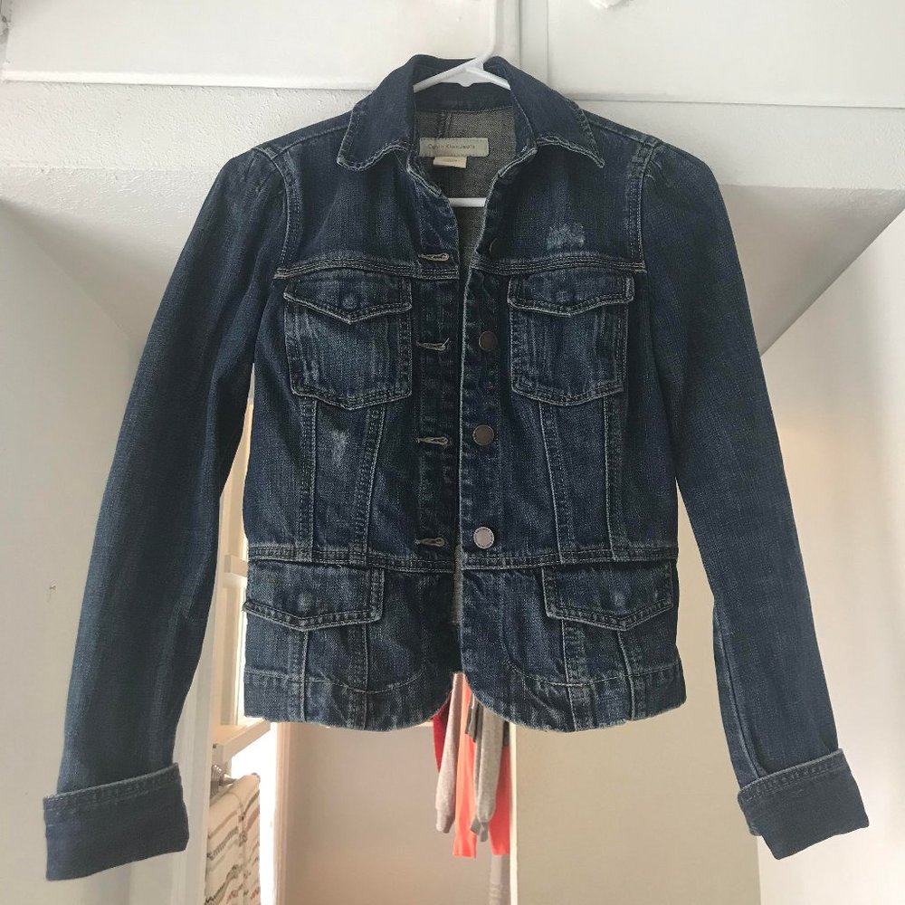 Calvin Klein Jean Jacket Peplum Size Small